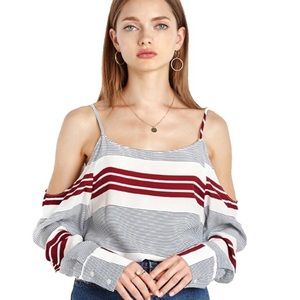 Off Shoulder Striped Shirt